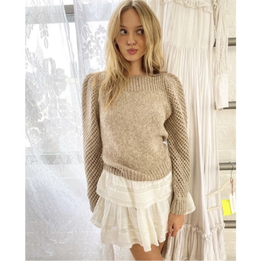 LoveShackFancy Rosie Baby Alpaca Puff Shoulder Sweater